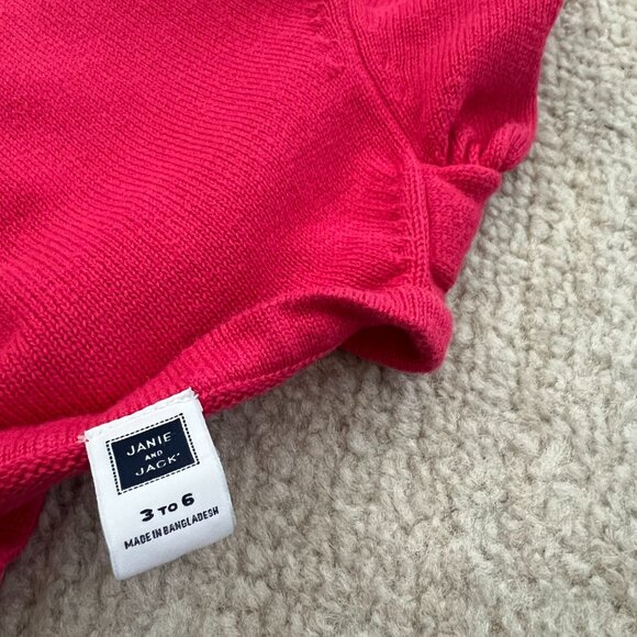 Janie & Jack Baby Girls Pink Cotton Cardigan Sweater 3-6 Months - Picture 2 of 8